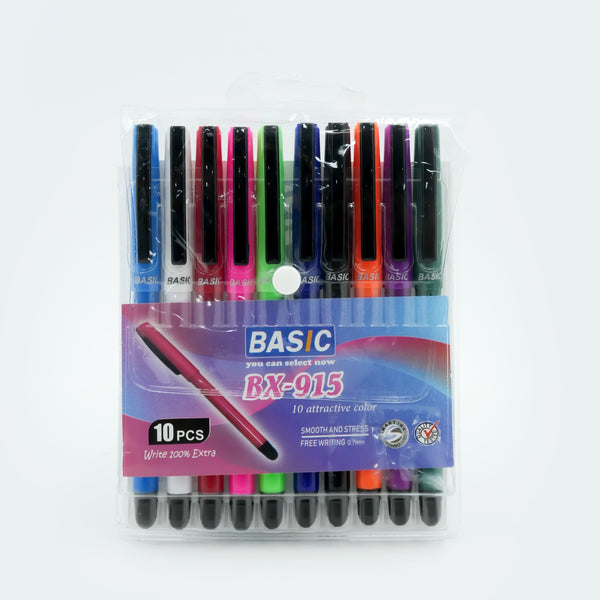 BX-915 Basic Ball Pen – 10 Pieces – 0.7mm Smooth Writing – PVC Pack