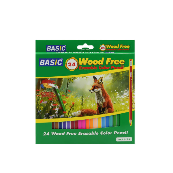 9660-24 Basic Colour Pencils – 24 Colours – Wood-Free & Erasable