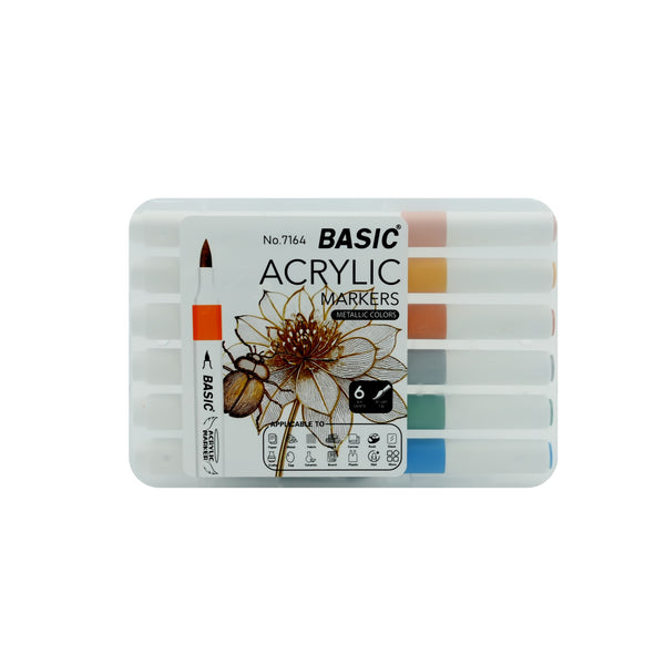7164 Basic Acrylic Markers – Metallic Colours – 6 Pieces