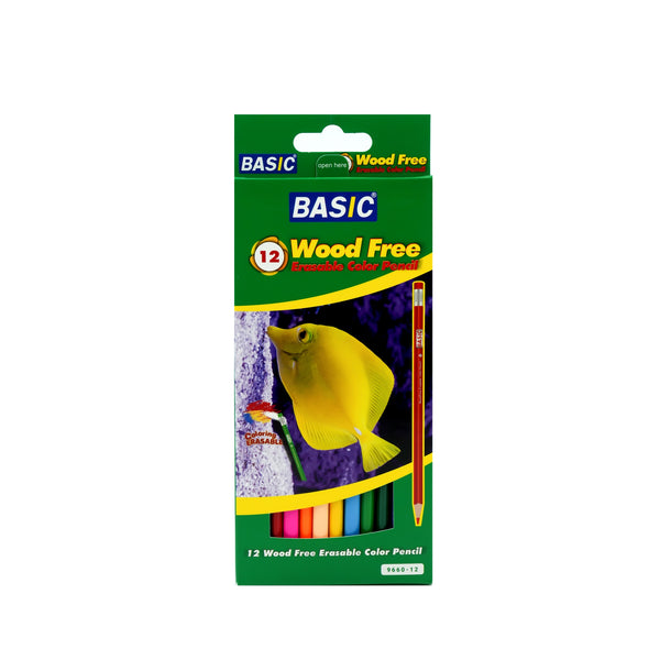 9660-12 Basic Colour Pencils – 12 Colours – Wood-Free & Erasable