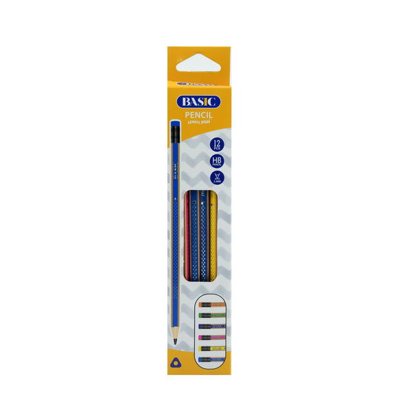 HB-784 Basic Graphite Pencils – HB – 12 Pieces – With Eraser Top