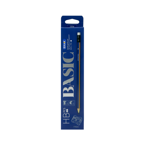 BAS-795 Basic Graphite Pencils – HB – 12 Pieces – With Eraser