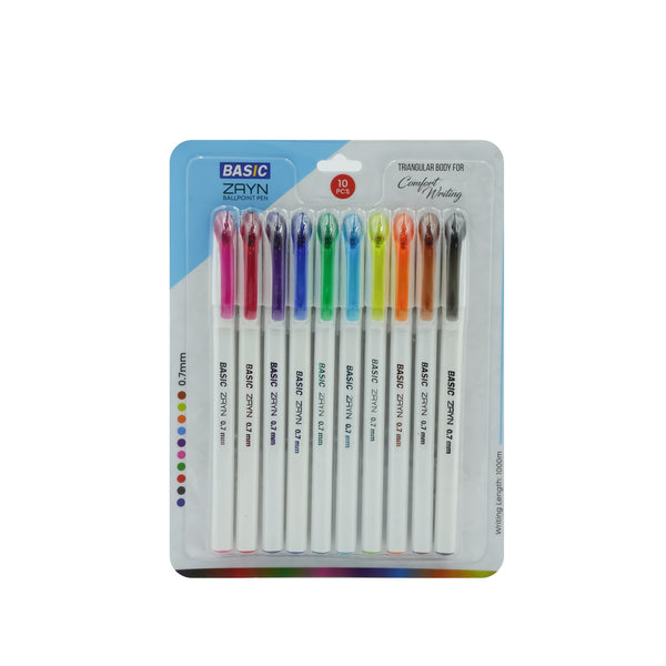 49335 Basic Zayn Ballpoint Pens – 10 Pieces – Fashion Colours – 0.7mm