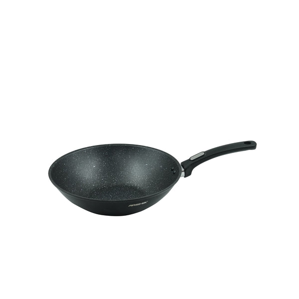 CO112-3230 Forged Wok Pan 28cm – Non-Stick Black Granite Finish Aluminum Wok with Ergonomic Handle for Stir-Fry and Everyday Cooking