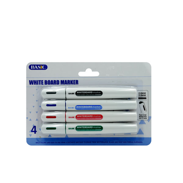 WB-305-4 Basic White Board Markers – 4 Pieces – Assorted Colours – Low Odour