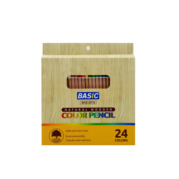 BAS-2016 Basic Colour Pencils – 24 Colours – Natural Wooden