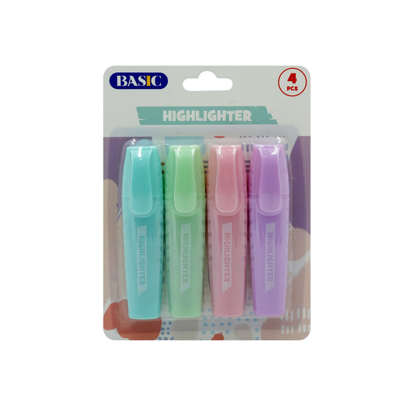 HL-302P Basic Highlighter Set – 4 Pieces – Assorted Pastel Colours