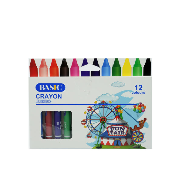 8312 Basic Jumbo Crayons – 12 Colours – Easy Grip
