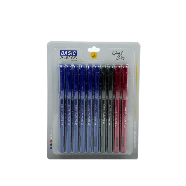 49343 Basic Almas Gel Pen – 10 Pieces – Quick Dry – 0.7mm Tip