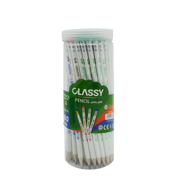 24114 Classy Pencil – White – 60 Pieces – Jar