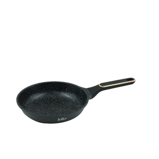 JUL1020 Non-Stick Frypan – 24cm – Black Granite Coated Skillet with Gold Accent Handle
