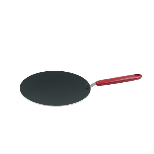 TW-25R Concave Tawa – 25cm – Non-Stick Aluminum Griddle with Red Handle for Even Cooking