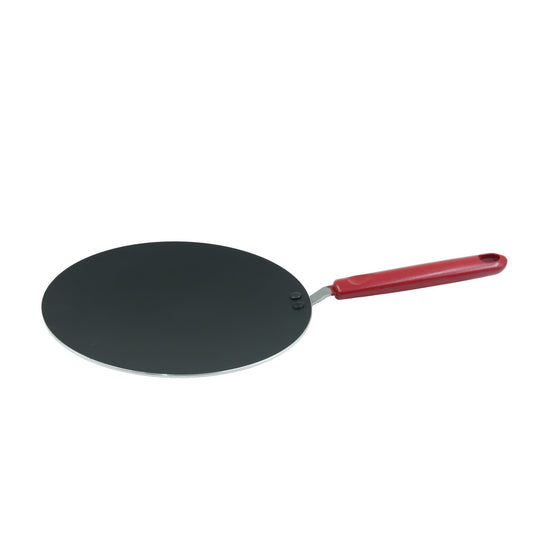 TW-28 Concave Tawa – 28cm – Non-Stick Aluminum Griddle with Red Handle