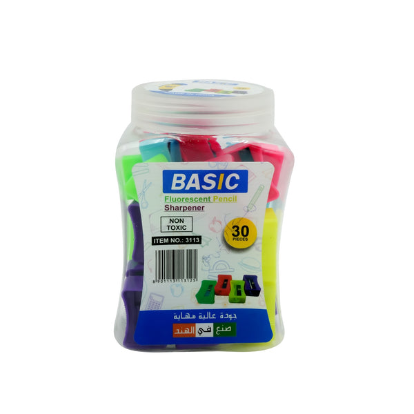 3113 Basic Fluorescent Pencil Sharpener – 30 Pieces – Assorted Colors
