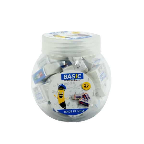 3125 Basic Non-Dust White Eraser – 25 Pieces – Jar Pack