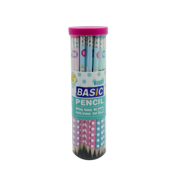 BAS-2019 Basic HB Pencil – 36 Pieces – Assorted Colors – Jar Pack