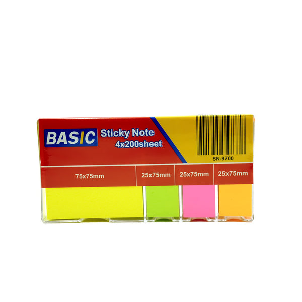 SN-9700 Basic Sticky Notes – 4 Sizes – 4x200 Sheets