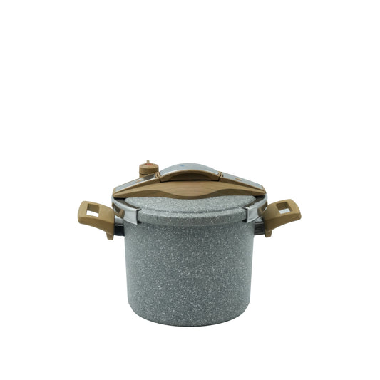 FLZ-PCK-6L Falez Granite Pressure Cooker – 6L Capacity – Durable Non-Stick Granite Coating with Wooden-Style Handles for Efficient Cooking