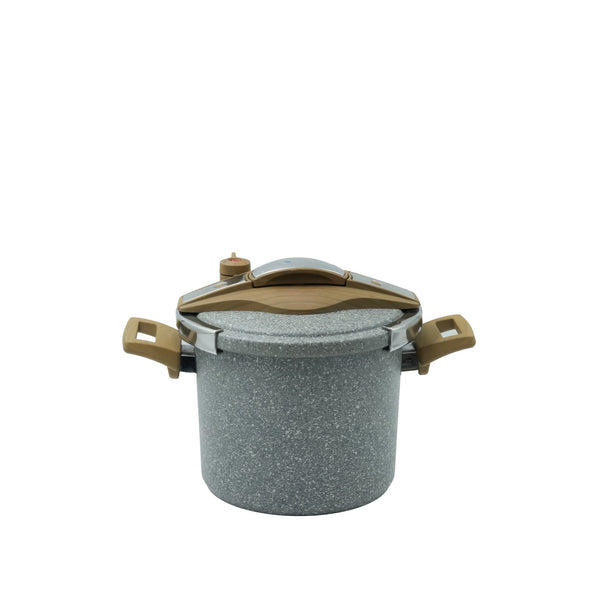 FLZ-PCK-6L Falez Granite Pressure Cooker – 6L Capacity – Durable Non-Stick Granite Coating with Wooden-Style Handles for Efficient Cooking