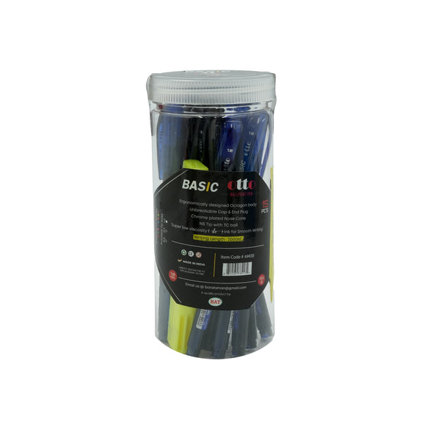 49430 Basic Otto Ball Pen – Assorted Colors – 15 Pieces with Highlighter