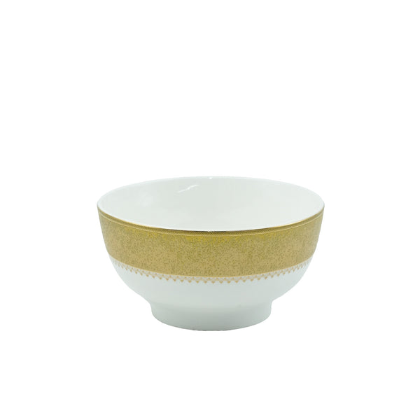 MK-383 Ceramic Bowl – 12cm Diameter – Elegant Gold Rim Design for Sophisticated Dining