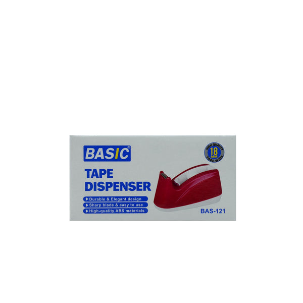 BAS-121 Basic Tape Dispenser – 18 mm – Durable ABS Body – Sharp Blade