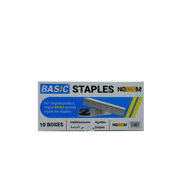 24/6 Basic Stapler Pins – 10 Boxes – High-Quality Steel Staples