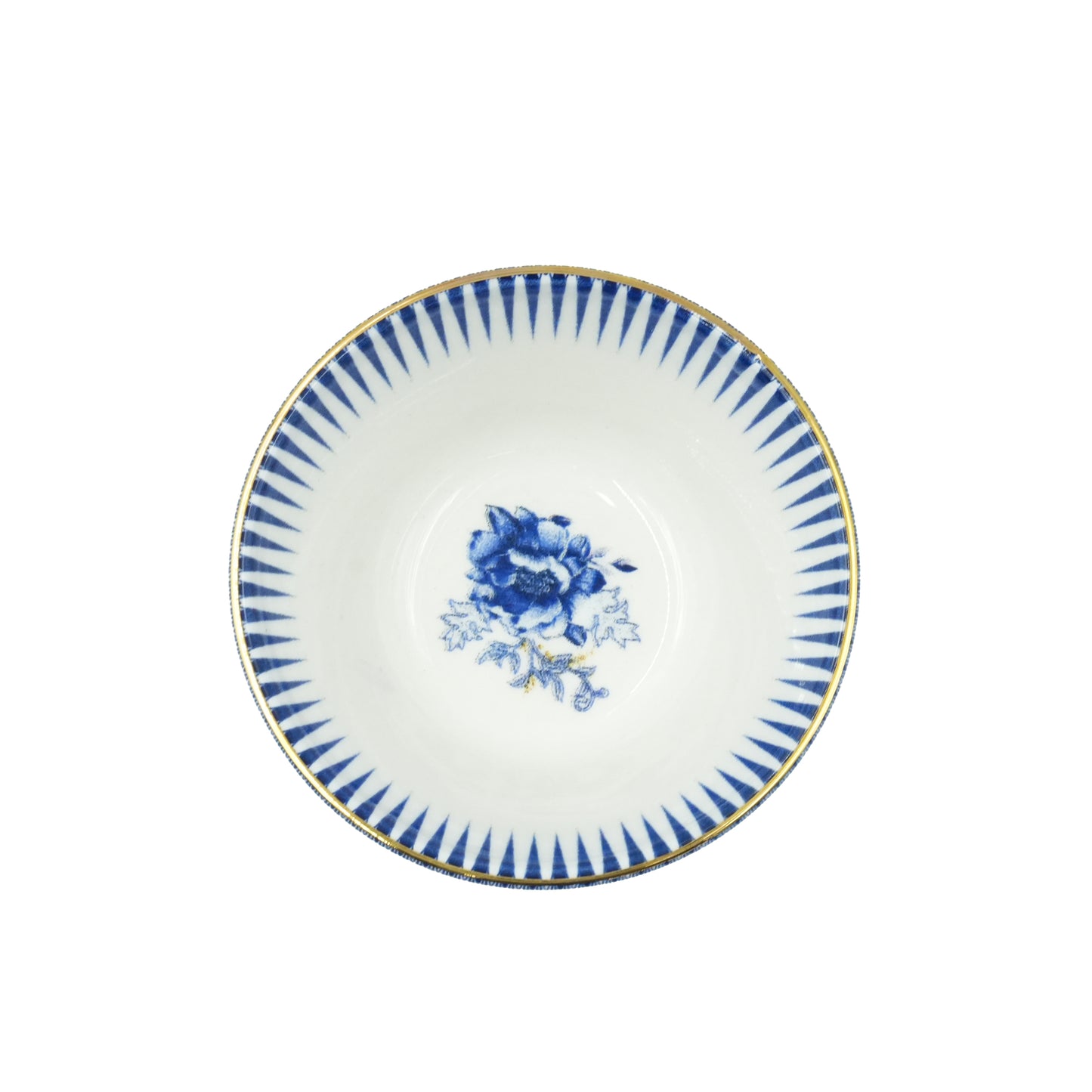 85324 Glore Ceramic Nuts Bowl – 4.5 Inches – Elegant Blue & Gold Rim Design