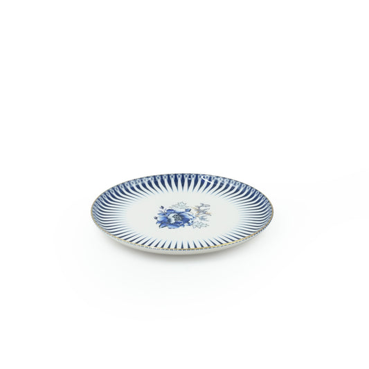 85288 Glore Ceramic Side Plate – 8 Inches – Elegant Blue & Gold Rim Design