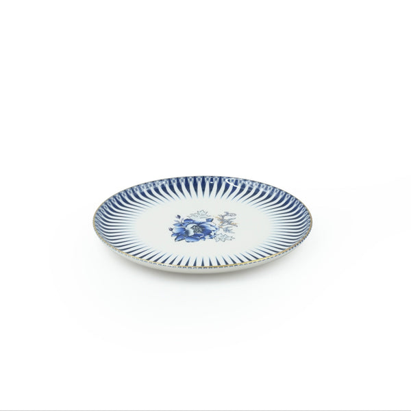 85287 Glore Ceramic Dinner Plate – 10.5 Inches – Elegant Blue & Gold Rim Design