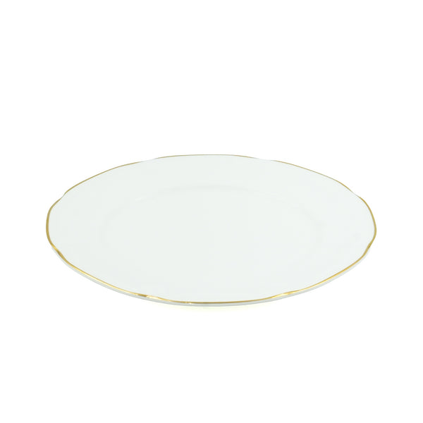 RM-422 Ceramic Dinner Plate – 10.5 Inches – Elegant White with Gold Rim Design