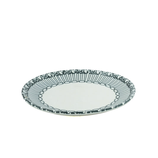 D4 Drop Porcelain Dessert Plate – 19cm – Elegant Black & White Pattern Design