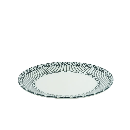 D4 Drop Porcelain Service Plate – 25.5cm – Elegant Black & White Pattern Design
