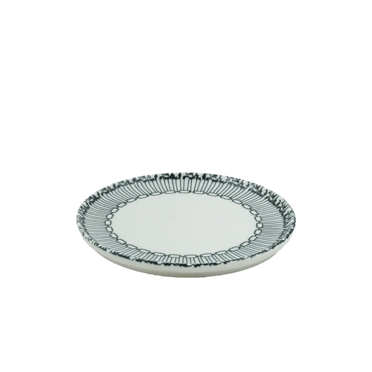 D4 Lyon Porcelain Dessert Plate – 19cm – Elegant Black & White Pattern Design