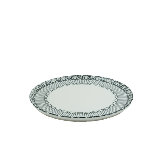 D4 Lyon Porcelain Service Plate – 25.5cm – Elegant Black & White Pattern Design