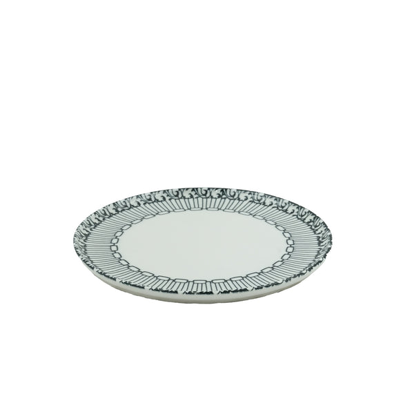 D4 Lyon Porcelain Service Plate – 25.5cm – Elegant Black & White Pattern Design