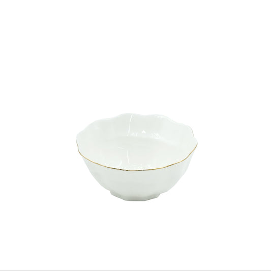 Bowl with Gold Line – Elegant White Porcelain with Gold Rim Design