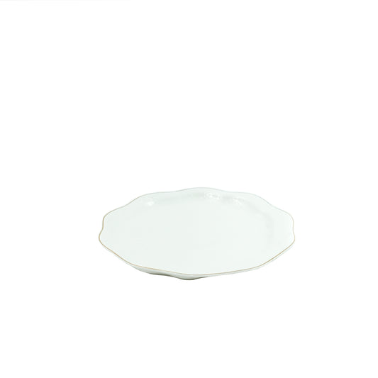 Round Plate with Gold Line – Elegant White Porcelain with Gold Rim Design