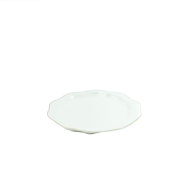 Round Plate with Gold Line – Elegant White Porcelain with Gold Rim Design