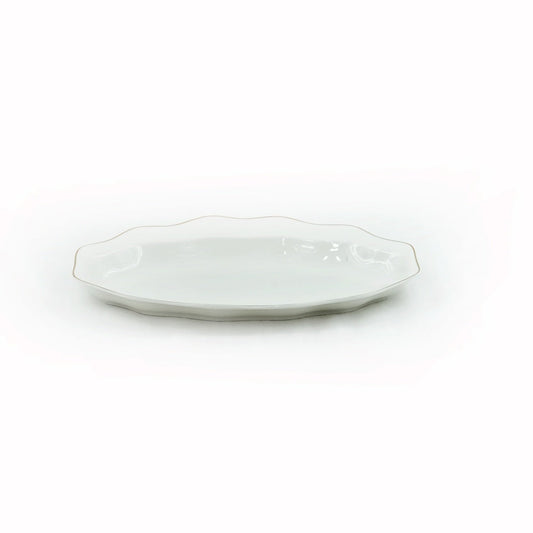SC3852 Oval Plate with Gold Line – 12 Inches – Elegant White Porcelain with Gold Rim Design