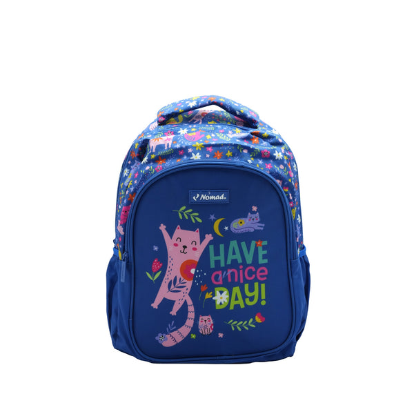 ND-SB-25BP16-CAT School Bag – 16" Cute Cat & Floral Print Design