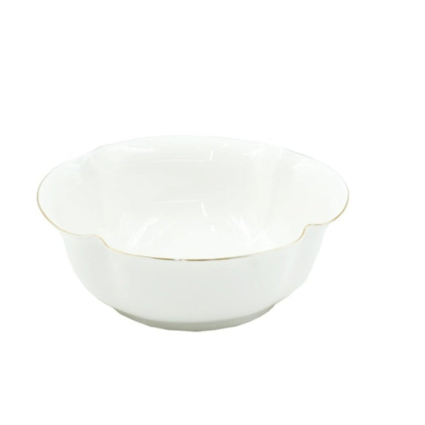 SC3878 Bowl with Gold Line – 9 Inches – Elegant White Porcelain with Gold Rim Design