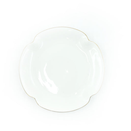 SC3873 Plate with Gold Line – 8 Inches – Elegant White Porcelain with Gold Rim Design