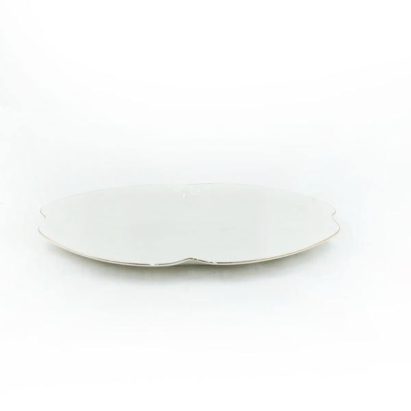 SC3879 Oval Plate with Gold Line – 12 Inches – Elegant White Porcelain with Gold Rim Design