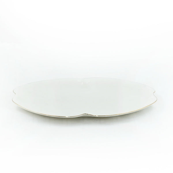 SC3880 Oval Plate with Gold Line – 14 Inches – Elegant White Porcelain with Gold Rim Design