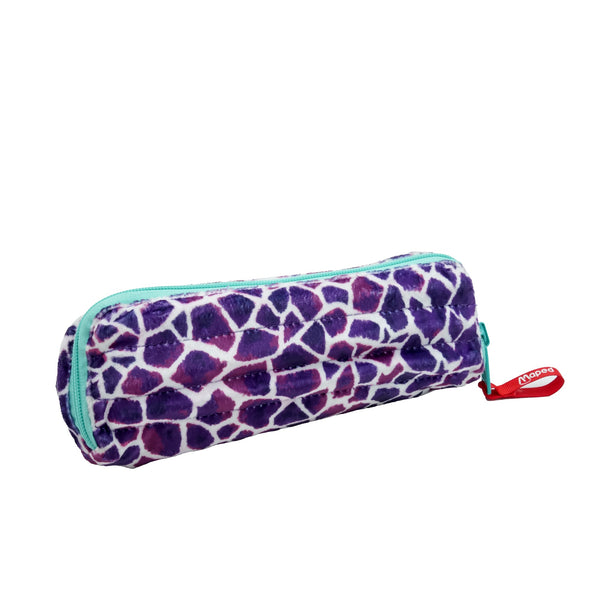 MD-931906 Maped Pencil Case – Purple & Pink Giraffe Print Plush Design