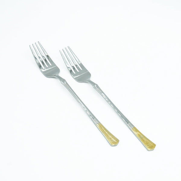 97746-13 Stainless Fork 6-Piece Set - Gold and Silver, 22cm