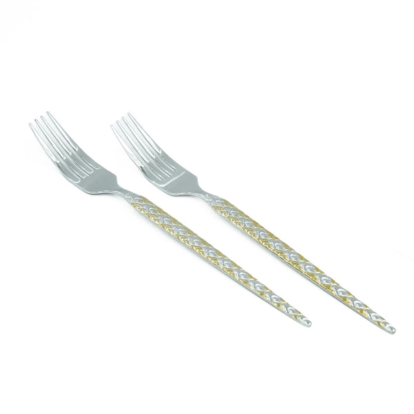 97741-02 Stainless Fork  6-Piece Set - Gold ands Silver, 22cm