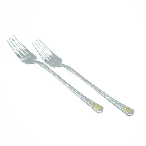 97746-09 Stainless Fork  6-Piece Set - Gold and Silver, 22cm