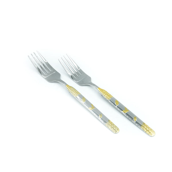 97740-11 Stainless Fork 6-Piece Set - Gold and Silver, 15cm
